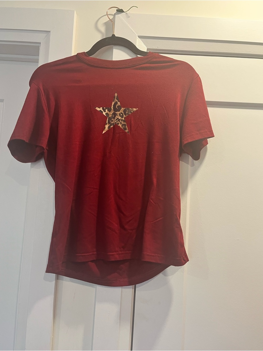Cider Red Tee with Leopard Star